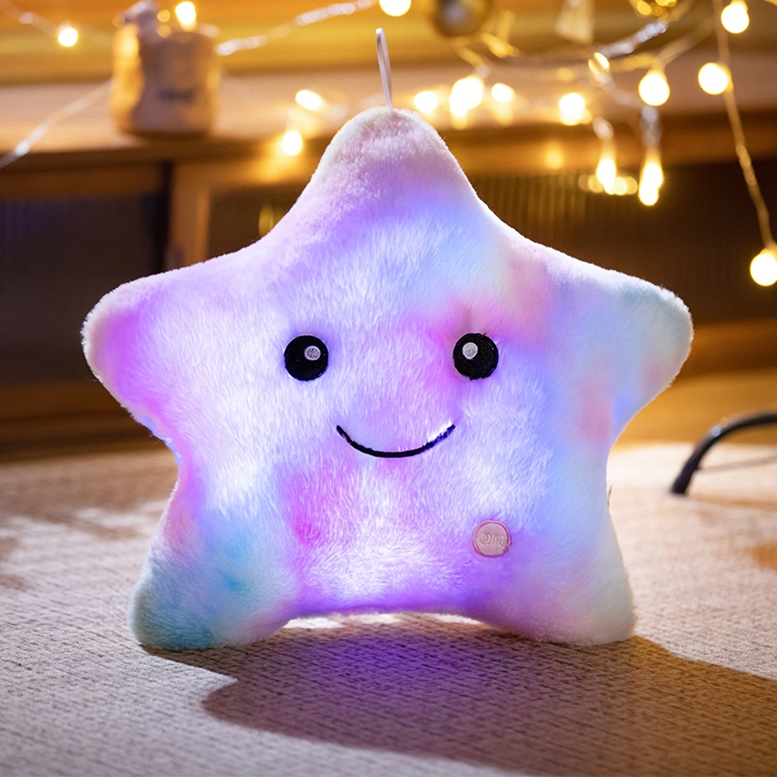 AKKUN Purple Glow in the Dark Star Plush Toy, Adorable Soft Star Shaped Stuffed Animal, Woven Polyester, Magical Nightlight, with Ideal Gift for Star Lovers and Cozy Spaces